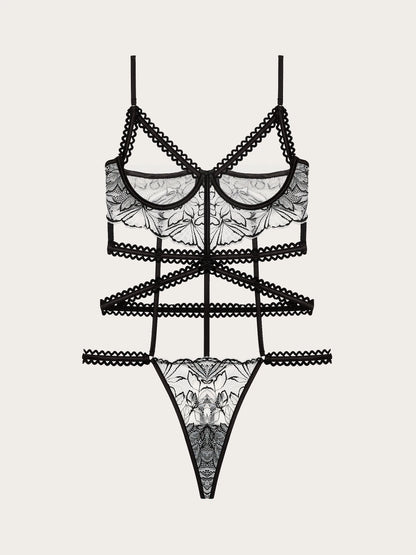 Yamamay_Black_Unlined Bodysuit with Underwire in Embroidered Tulle - Priv� Frivolous_IBDD191006_072_05