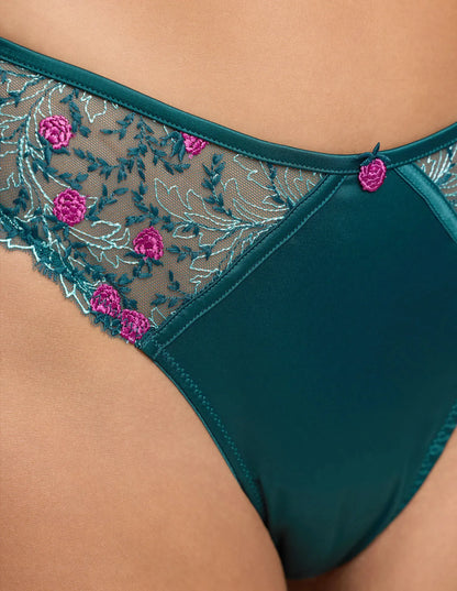 Yamamay_Dark Green_Brazilian Briefs in Satin and Tulle with Embroidery Ð Berry_IBND183016_121_04