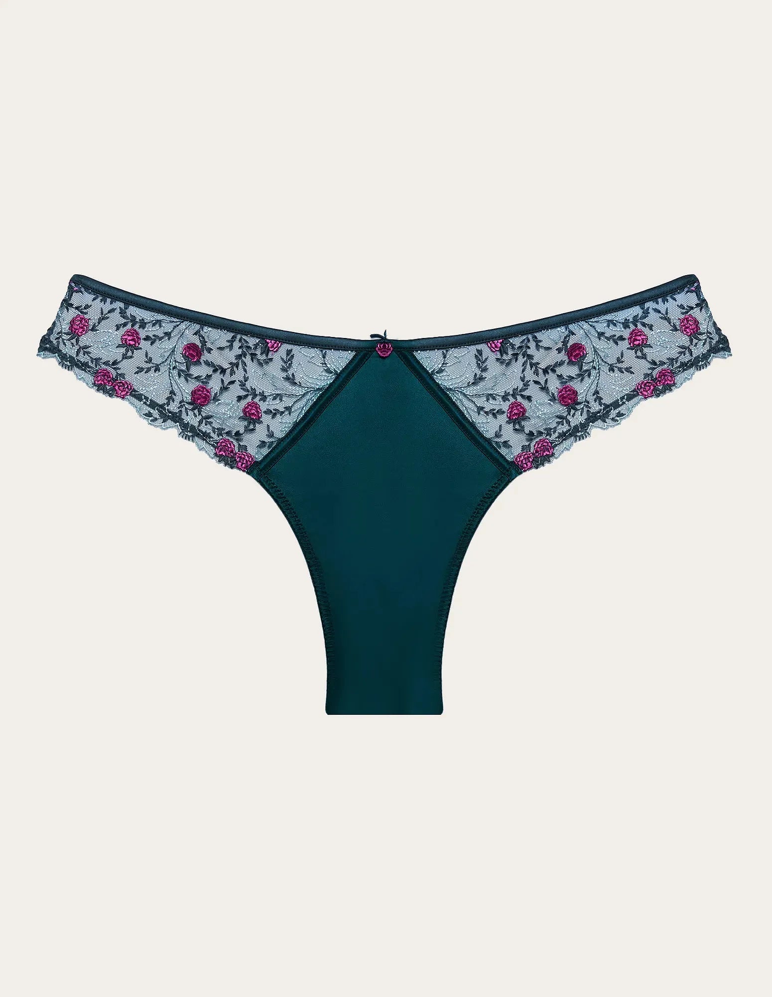 Yamamay_Dark Green_Brazilian Briefs in Satin and Tulle with Embroidery Ð Berry_IBND183016_121_05