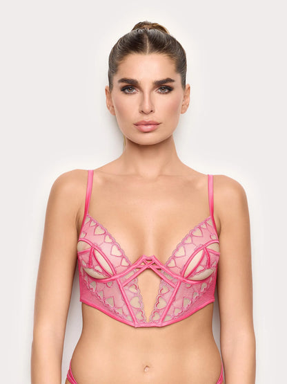 Yamamay_Fuchsia_Unlined Bustier with Underwire in Embroidered Tulle - Priv� Beloved_IBRD191008_040_02