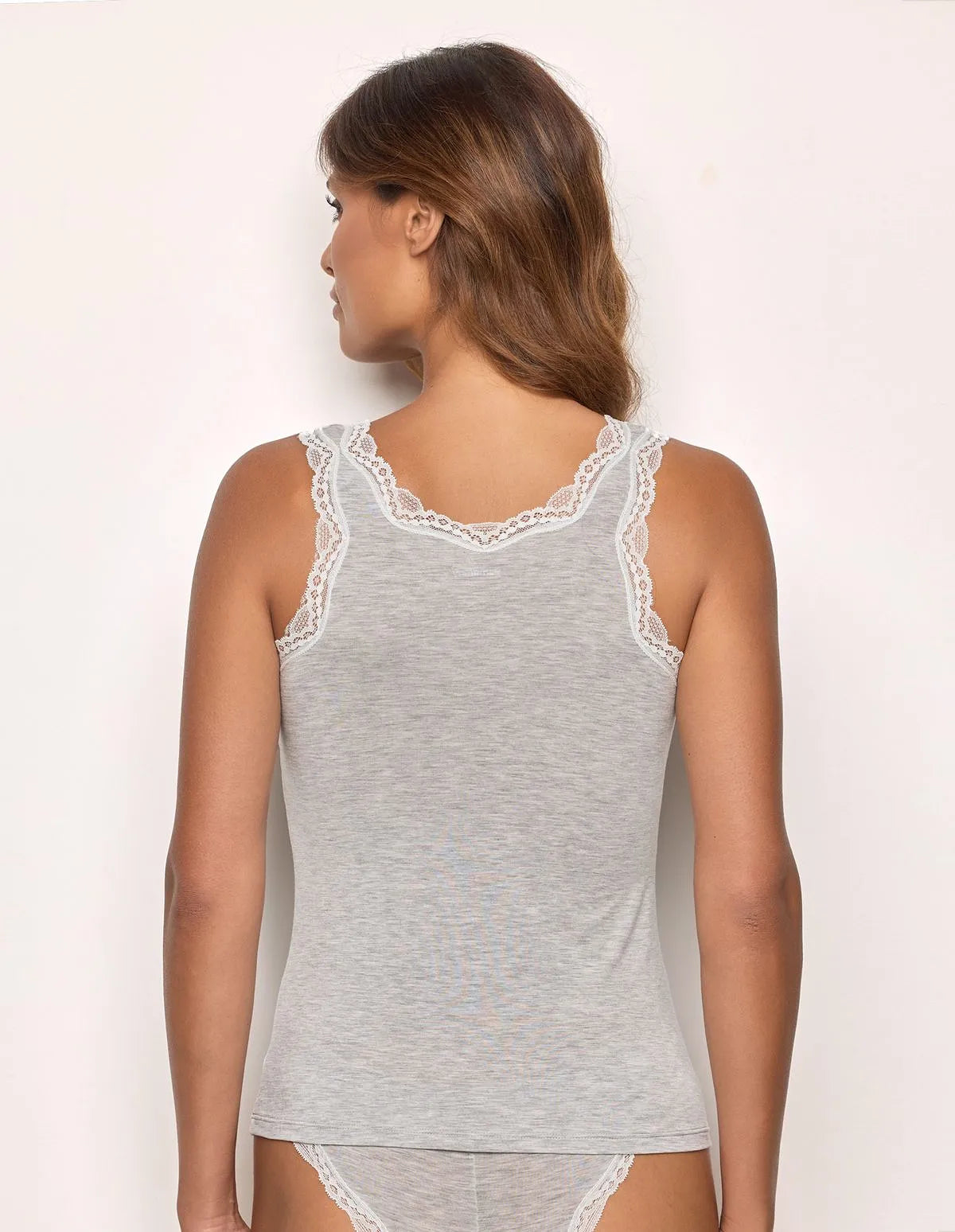 Yamamay_LIGHT MELANGE GREY_Adjustable Strap Top in Tencelª Modal with Silk Ð Modal/Silk Color_ICRD183008_133_03