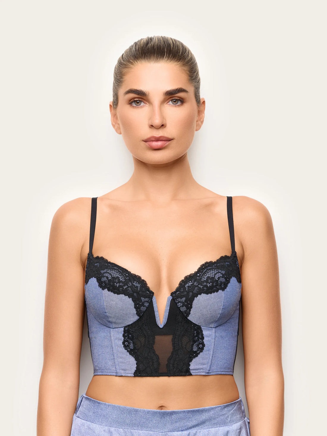 Yamamay DENIM Women Padded Girdle - Denim Lace SKU: ICRD193005_038 Image 02