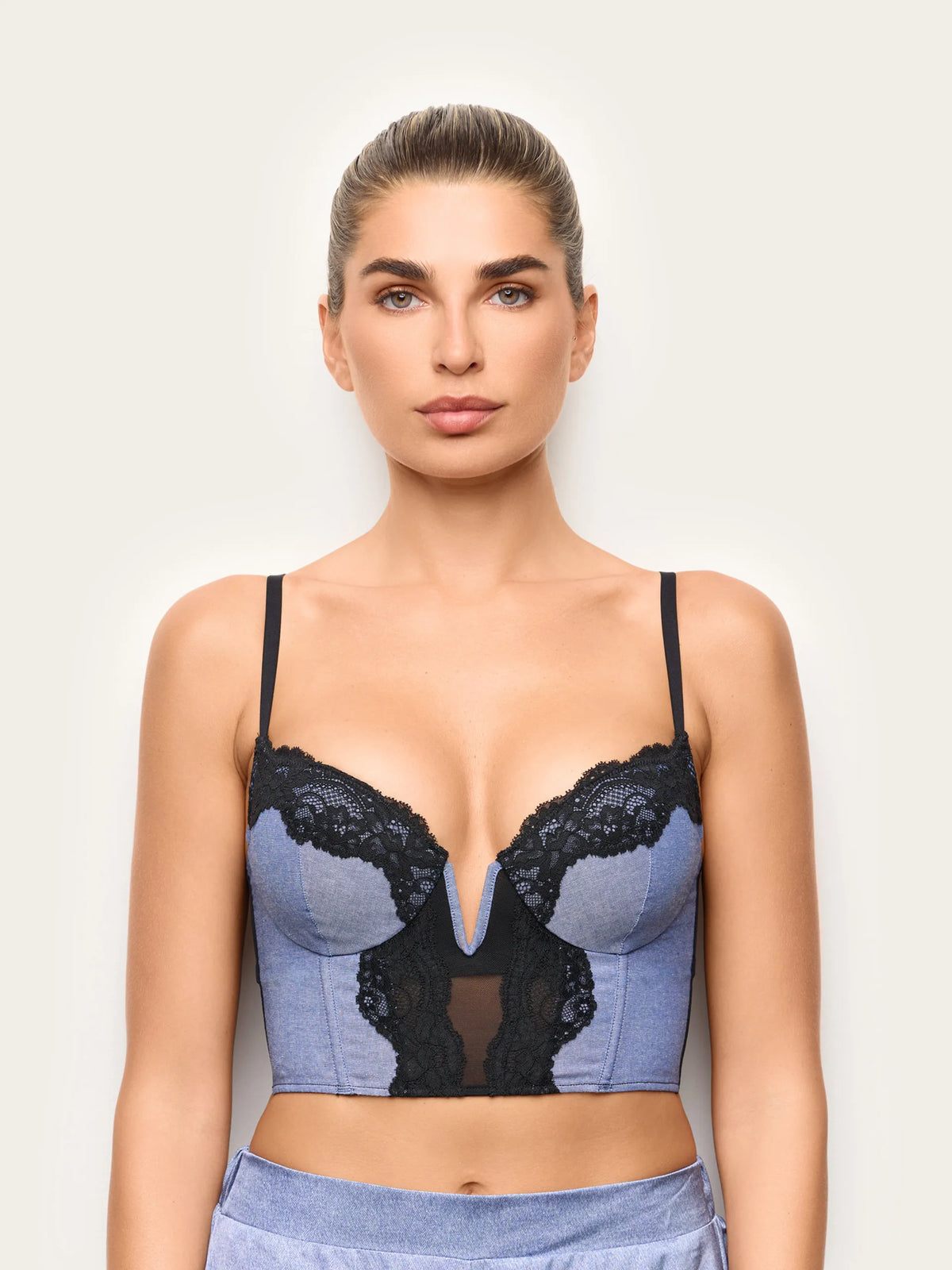 Yamamay DENIM Women Padded Girdle - Denim Lace SKU: ICRD193005_038 Image 02