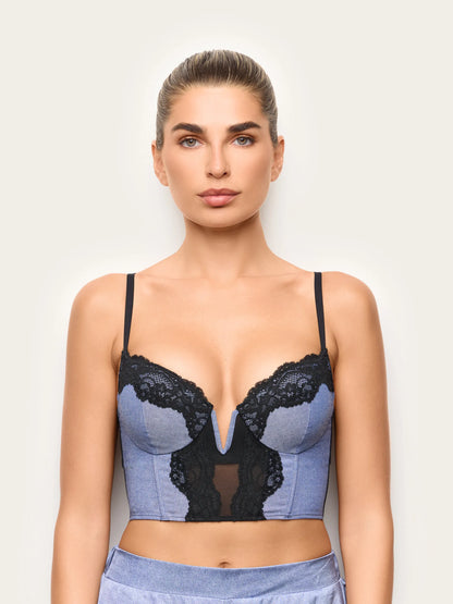 Yamamay DENIM Women Padded Girdle - Denim Lace SKU: ICRD193005_038 Image 02