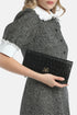 Luisa Spagnoli Nero/Oro Women Idilliaco - Crocodile-Print Leather Clutch SKU: IDILLIACO A_0101 0002 Image 02