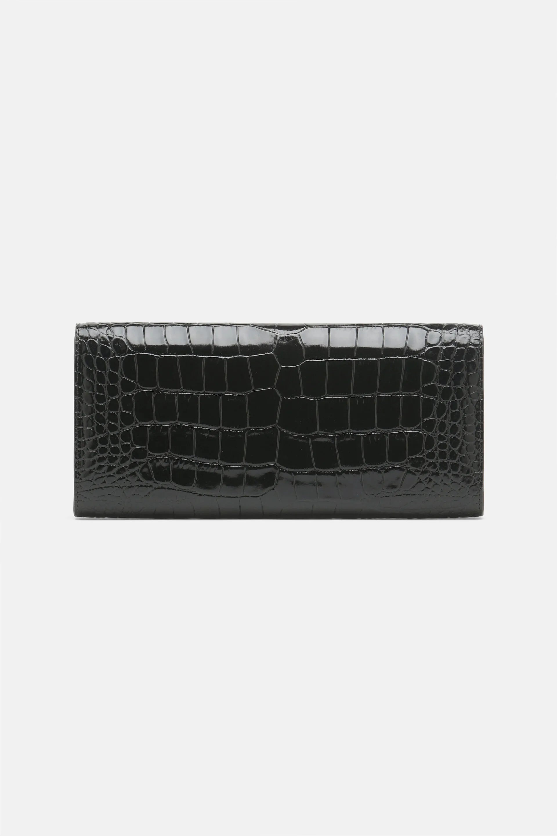 Luisa Spagnoli Nero/Oro Women Idilliaco - Crocodile-Print Leather Clutch SKU: IDILLIACO A_0101 0002 Image 03