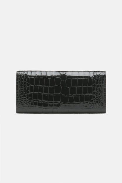 Luisa Spagnoli Nero/Oro Women Idilliaco - Crocodile-Print Leather Clutch SKU: IDILLIACO A_0101 0002 Image 03