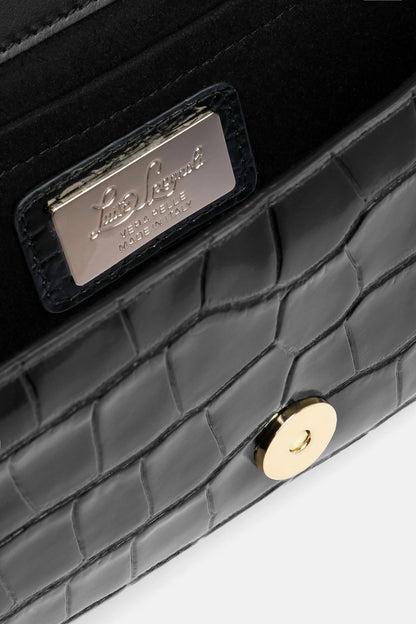 Luisa Spagnoli Nero/Oro Women Idilliaco - Crocodile-Print Leather Clutch SKU: IDILLIACO A_0101 0002 Image 06