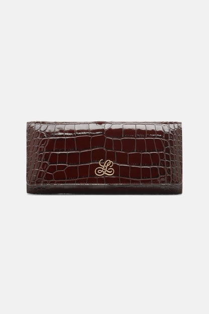 Luisa Spagnoli Cioccolato/Oro Women Idilliaco - Crocodile-Print Leather Clutch SKU: IDILLIACO A_0986 0002 Image 01