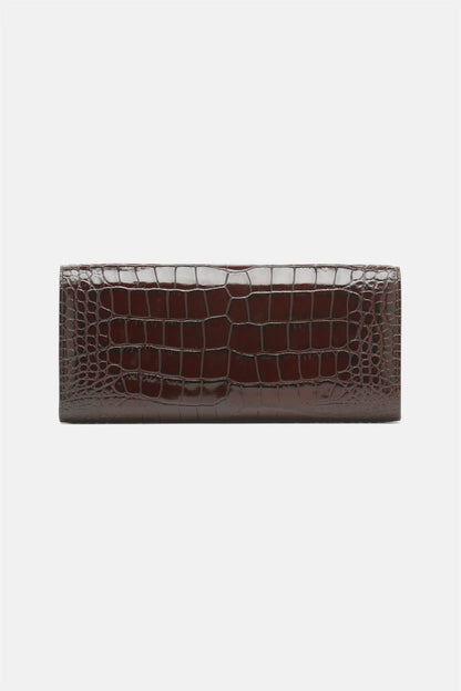 Luisa Spagnoli Cioccolato/Oro Women Idilliaco - Crocodile-Print Leather Clutch SKU: IDILLIACO A_0986 0002 Image 03