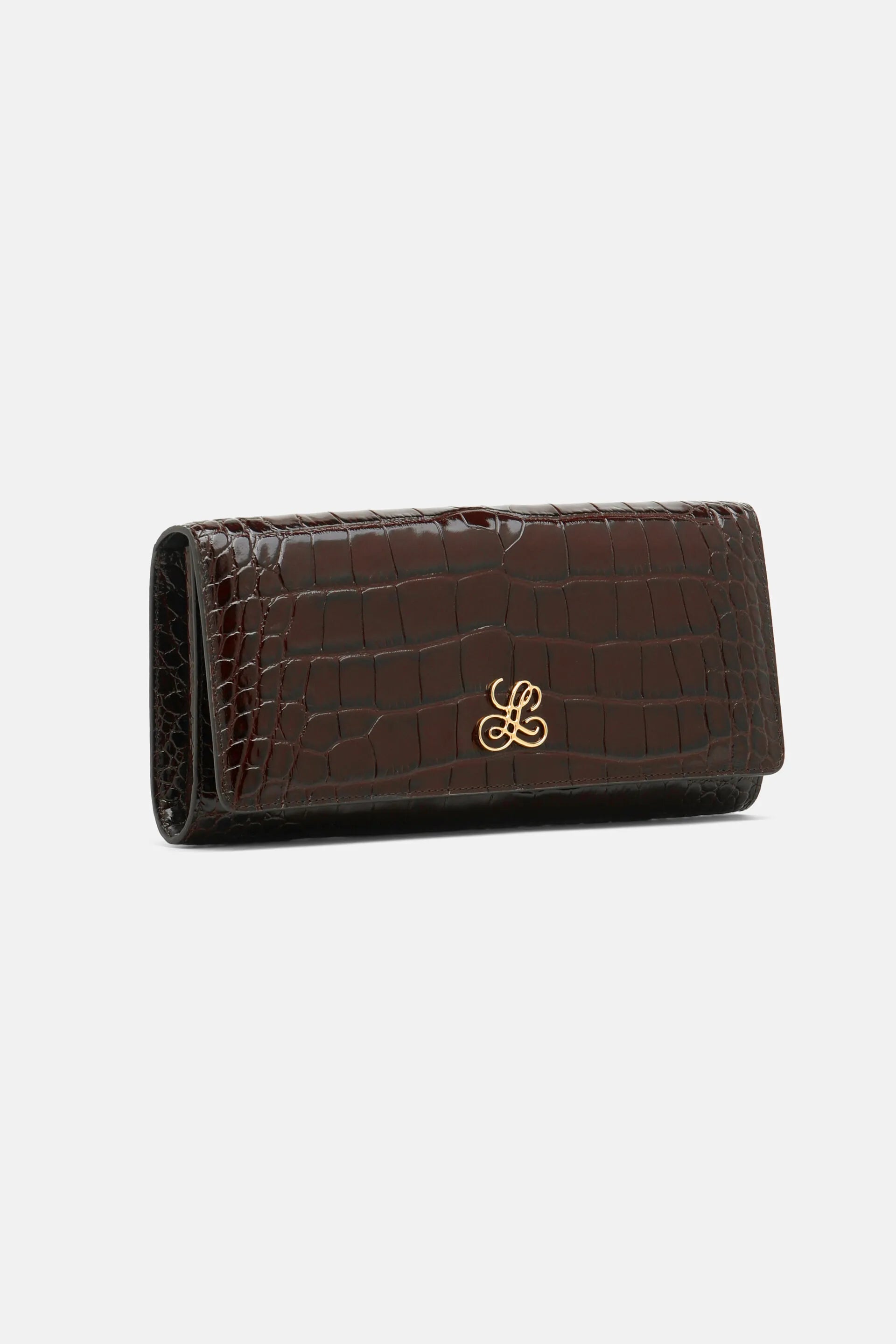 Luisa Spagnoli Cioccolato/Oro Women Idilliaco - Crocodile-Print Leather Clutch SKU: IDILLIACO A_0986 0002 Image 04