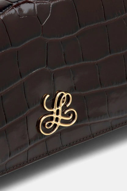 Luisa Spagnoli Cioccolato/Oro Women Idilliaco - Crocodile-Print Leather Clutch SKU: IDILLIACO A_0986 0002 Image 05