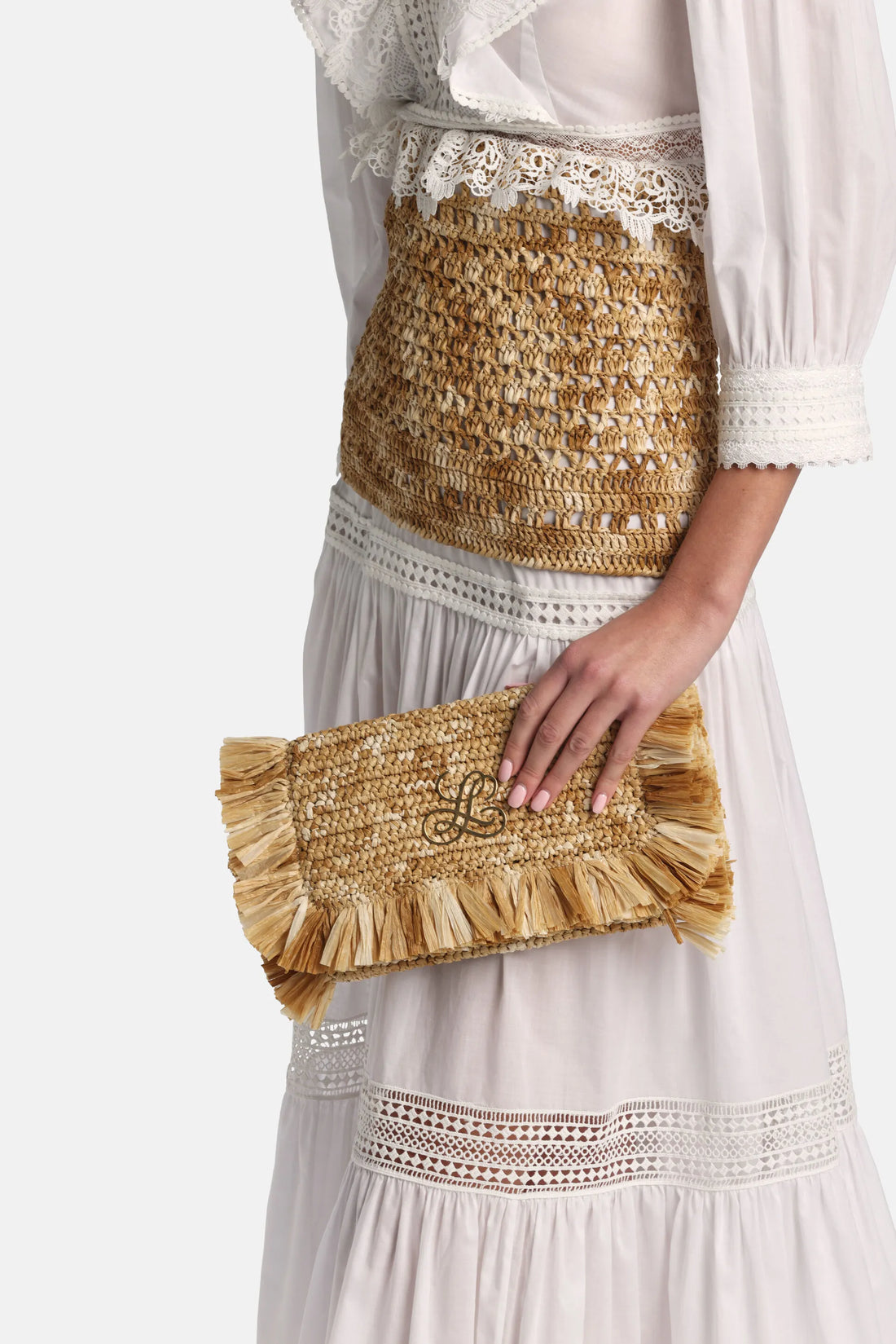 Luisa Spagnoli Grano Sfumato/Oro Satinato Women Ili - Fringed Clutch SKU: ILI_1197 0018 Image 02