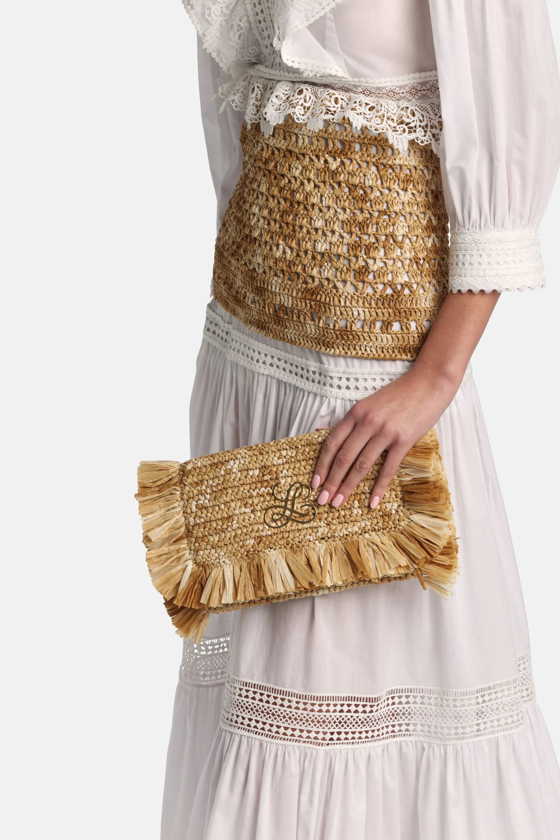 Luisa Spagnoli Grano Sfumato/Oro Satinato Women Ili - Fringed Clutch SKU: ILI_1197 0018 Image 02