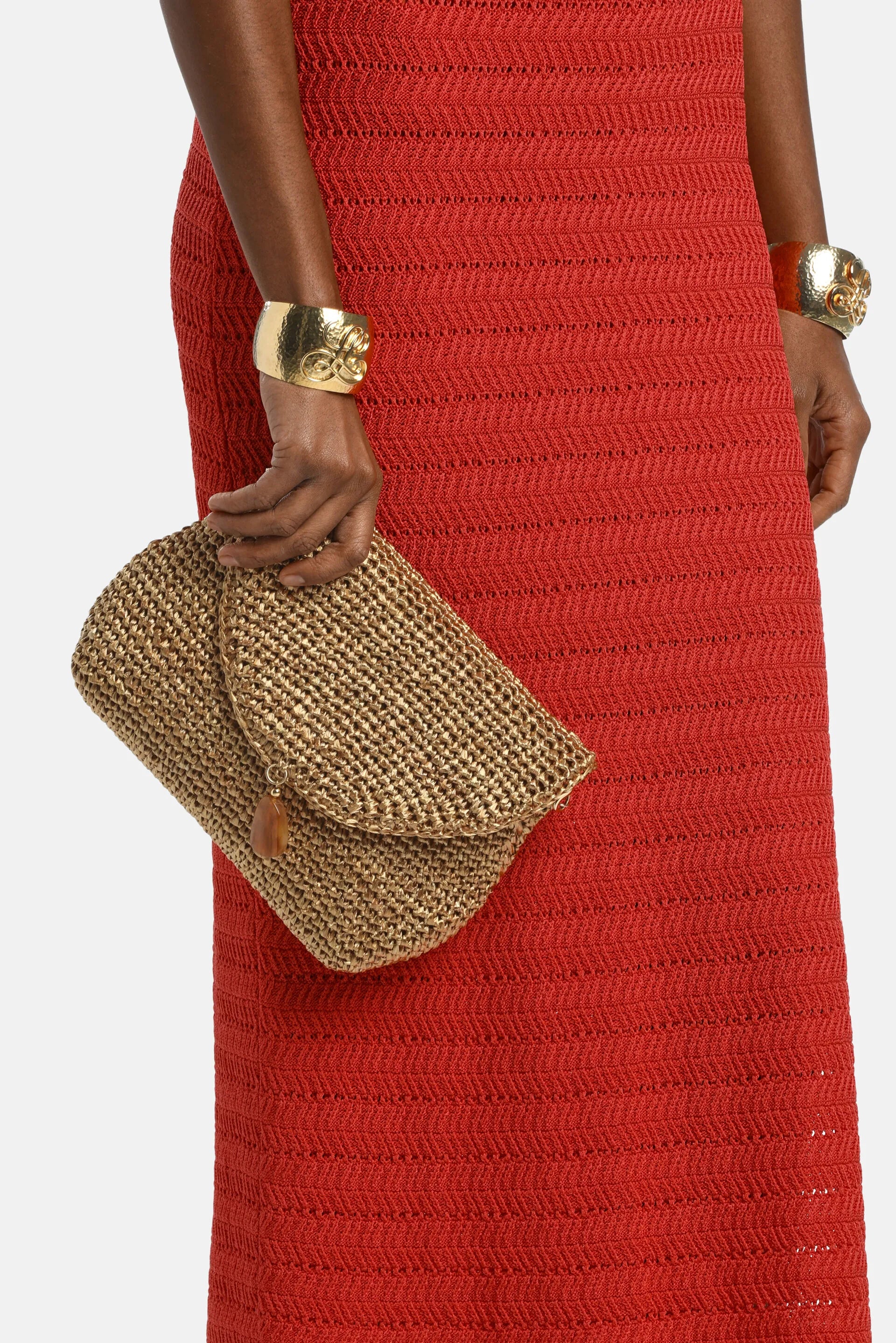 Luisa Spagnoli Bronzo/Geometrico/Oro Chiaro Women Impavido - Clutch with Pendant SKU: IMPAVIDO A_0034 3939 0038 Image 01