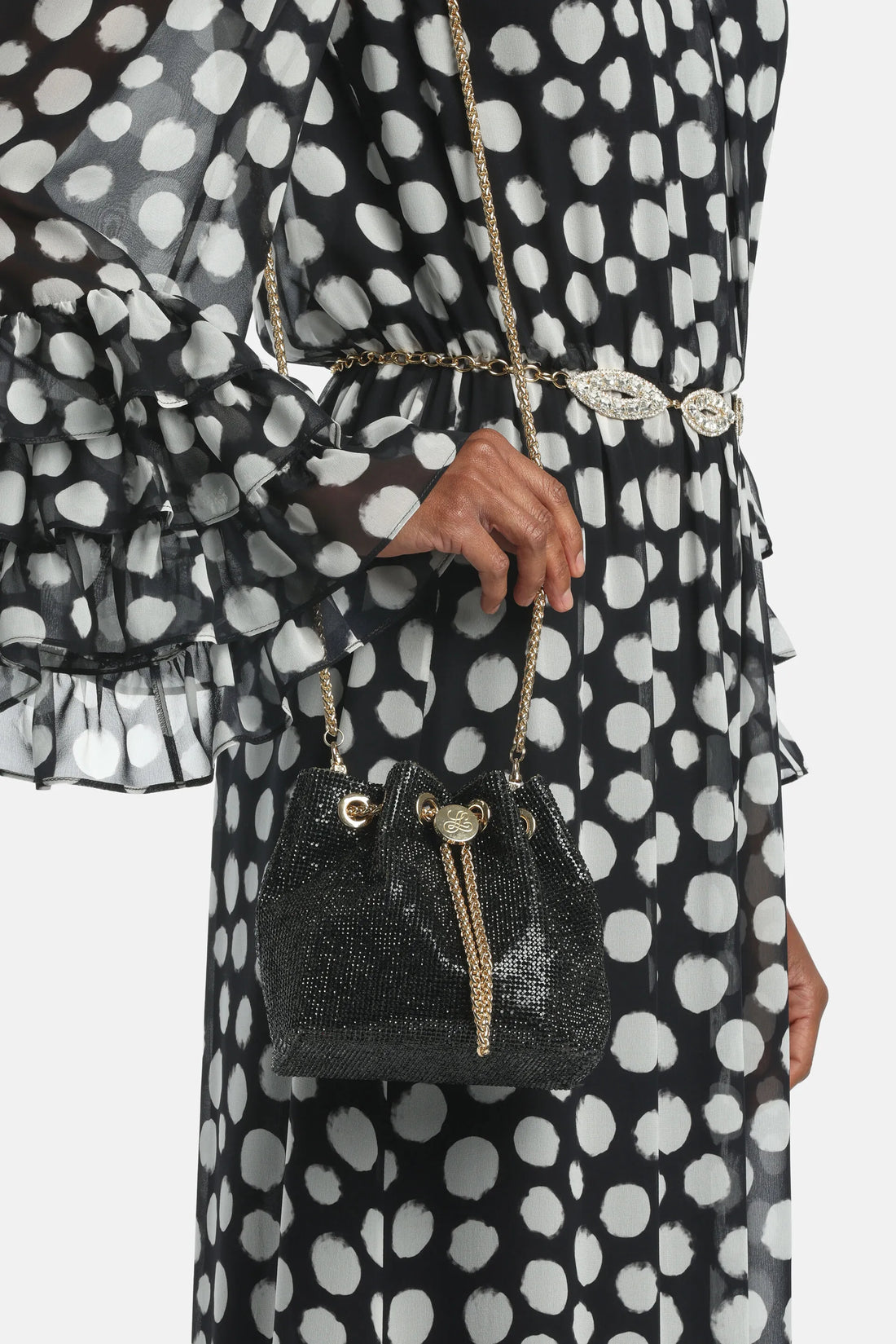 Luisa Spagnoli Nero/Oro Women Insolita - Elegant Crystal-Embellished Bag SKU: INSOLITA_0101 0002 Image 02