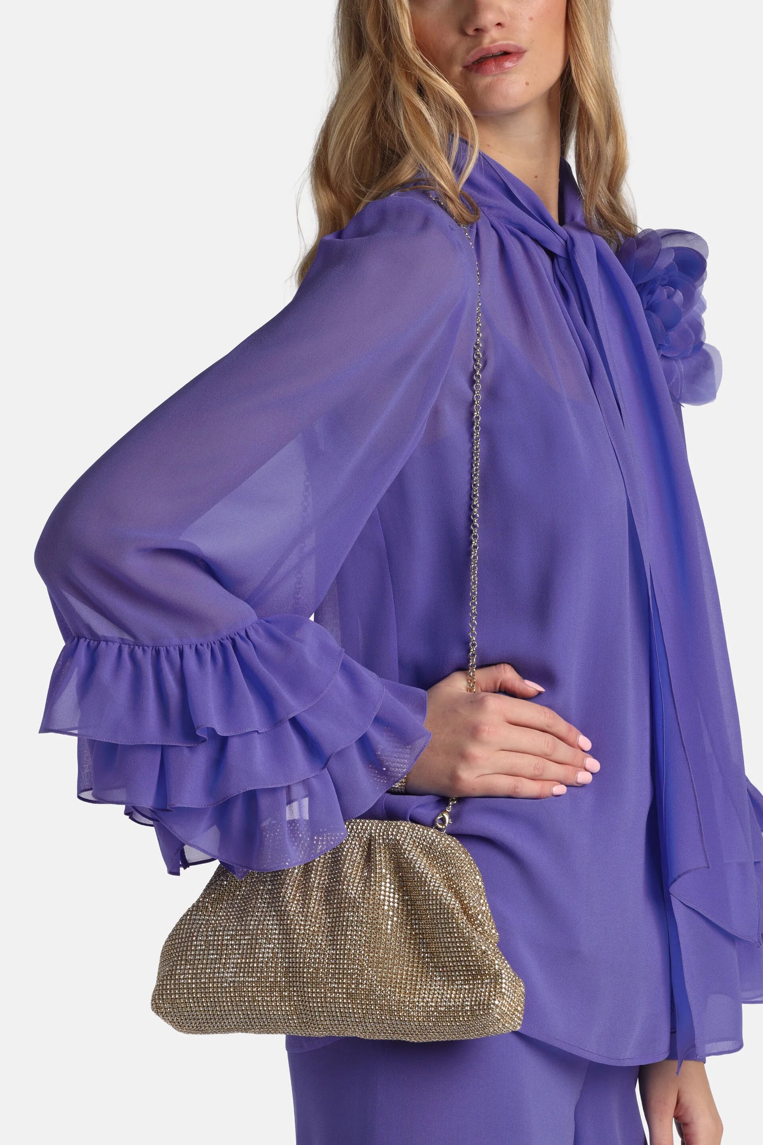 Luisa Spagnoli Nickel/Oro Women Invitata - Small Crystal-Embellished Clutch SKU: INVITATA C_0001 0002 Image 02