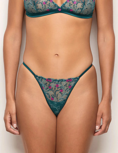 Yamamay_Dark Green_Satin and Tulle Thong with Embroidery Ð Berry_IPED183008_121_03