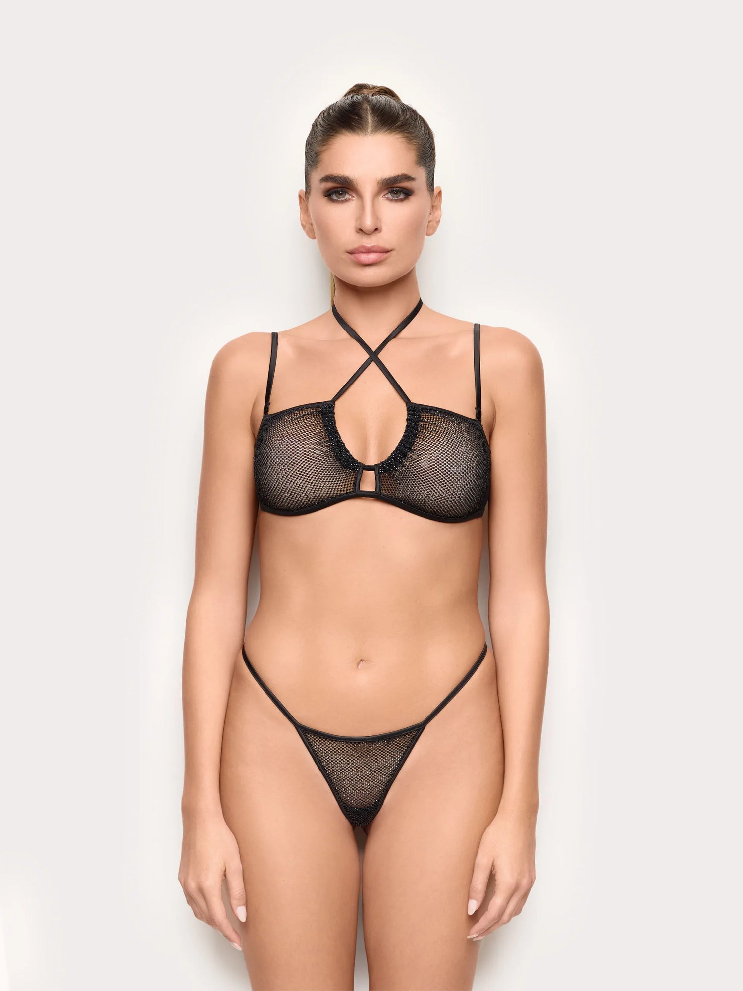 Yamamay_Black_Adjustable Mesh Thong with Rhinestones - Priv� Lexi_IPED184006_072_02