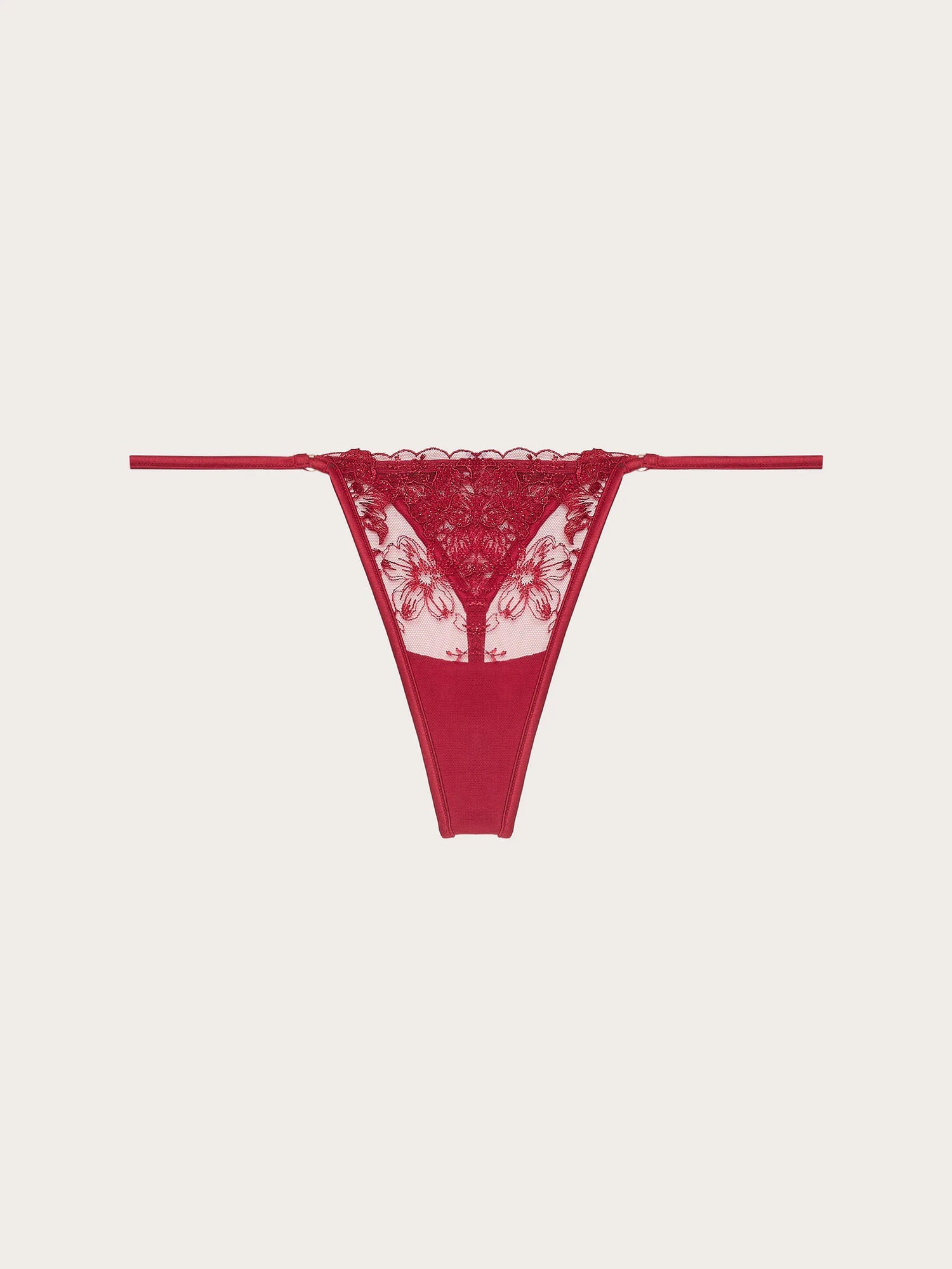 Yamamay_Ruby Red_Adjustable Thong in Red Bloom Embroidered Tulle_IPED184011_909_06