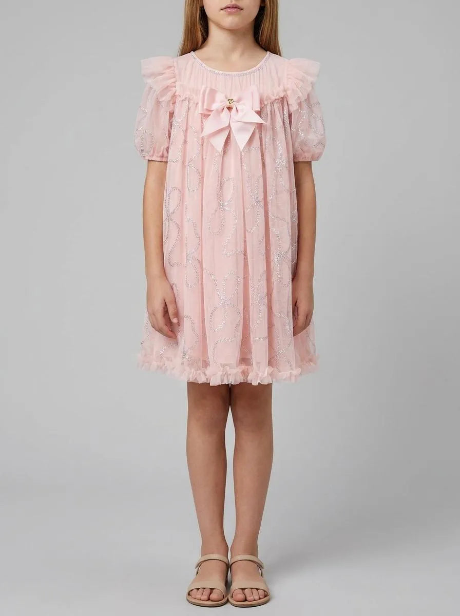 Angels Face 0 Girls Isabella 3D Tulle Dress Pale Pink SKU: ISABELLA_Pale Pink Image 00