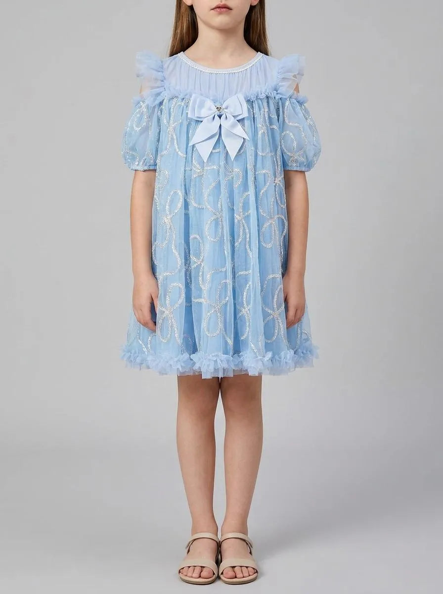 Angels Face 0 Girls Isabella 3D Tulle Dress Pretty Blue SKU: ISABELLA_Pretty Blue Image 00