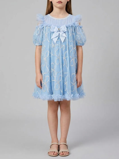 Angels Face 0 Girls Isabella 3D Tulle Dress Pretty Blue SKU: ISABELLA_Pretty Blue Image 00