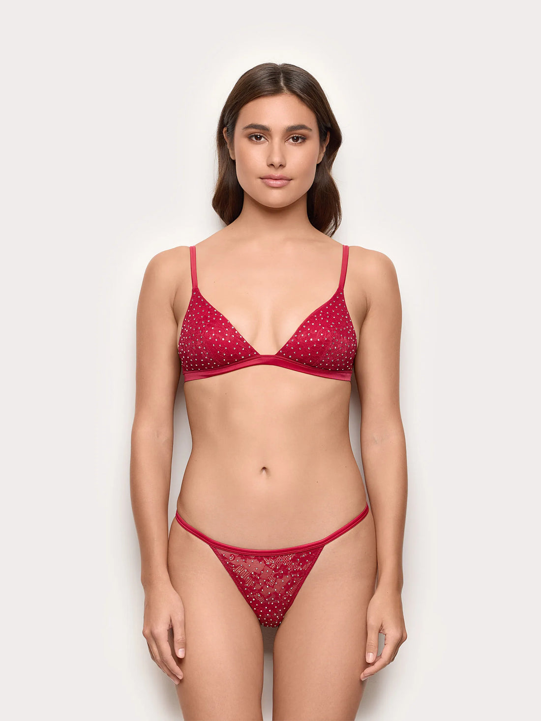 Yamamay_Ruby Red_Jolly Satin and Lace Rhinestone Triangle And Thong Bra Set_ISED184001_909_02