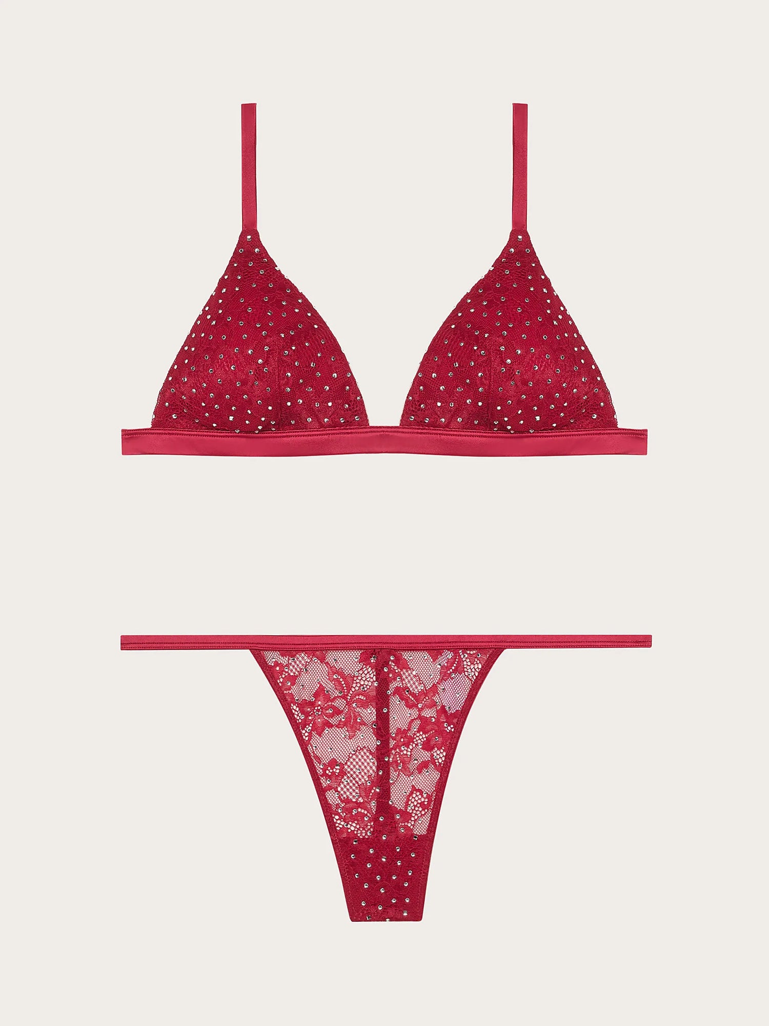 Yamamay_Ruby Red_Jolly Satin and Lace Rhinestone Triangle And Thong Bra Set_ISED184001_909_04