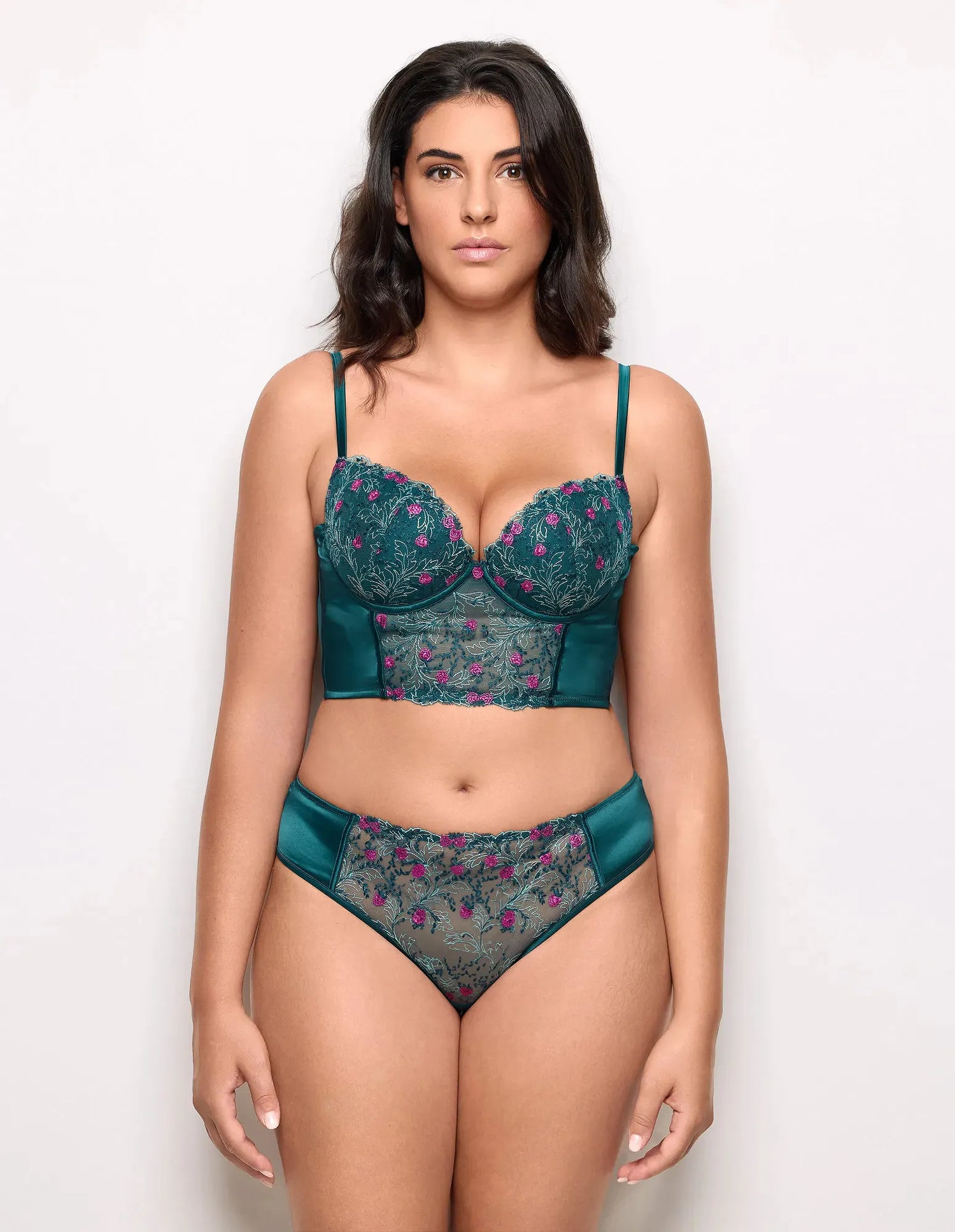 Yamamay_Dark Green_Satin and Embroidered Tulle Briefs Ð Berry_ISLD183014_121_02