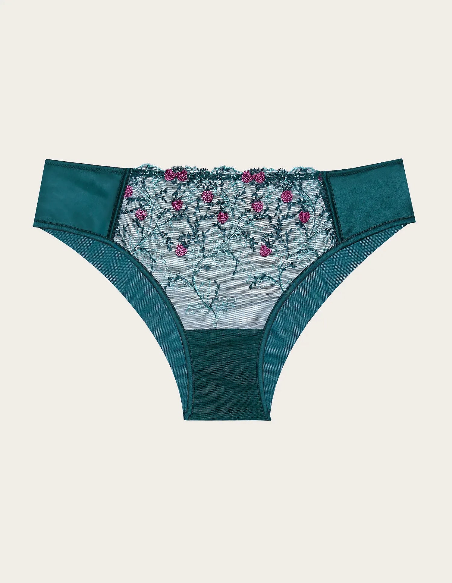 Yamamay_Dark Green_Satin and Embroidered Tulle Briefs Ð Berry_ISLD183014_121_06