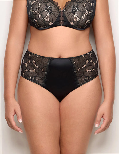 Yamamay_BLACK_Seamless High-Waisted Briefs in Microfiber and Lace Ð Mythic_ISLD183018_072_03