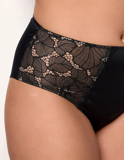 Yamamay_BLACK_Seamless High-Waisted Briefs in Microfiber and Lace Ð Mythic_ISLD183018_072_05