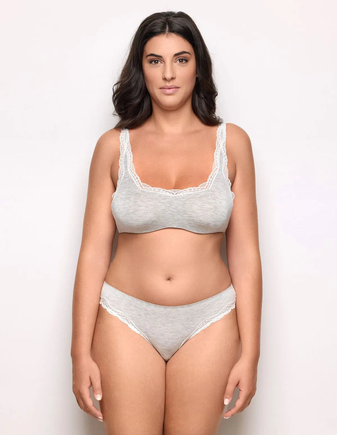Yamamay_LIGHT MELANGE GREY_Mid-Rise Briefs in Tencelª Modal with Silk Ð Modal/Silk Color_ISLD183022_133_02