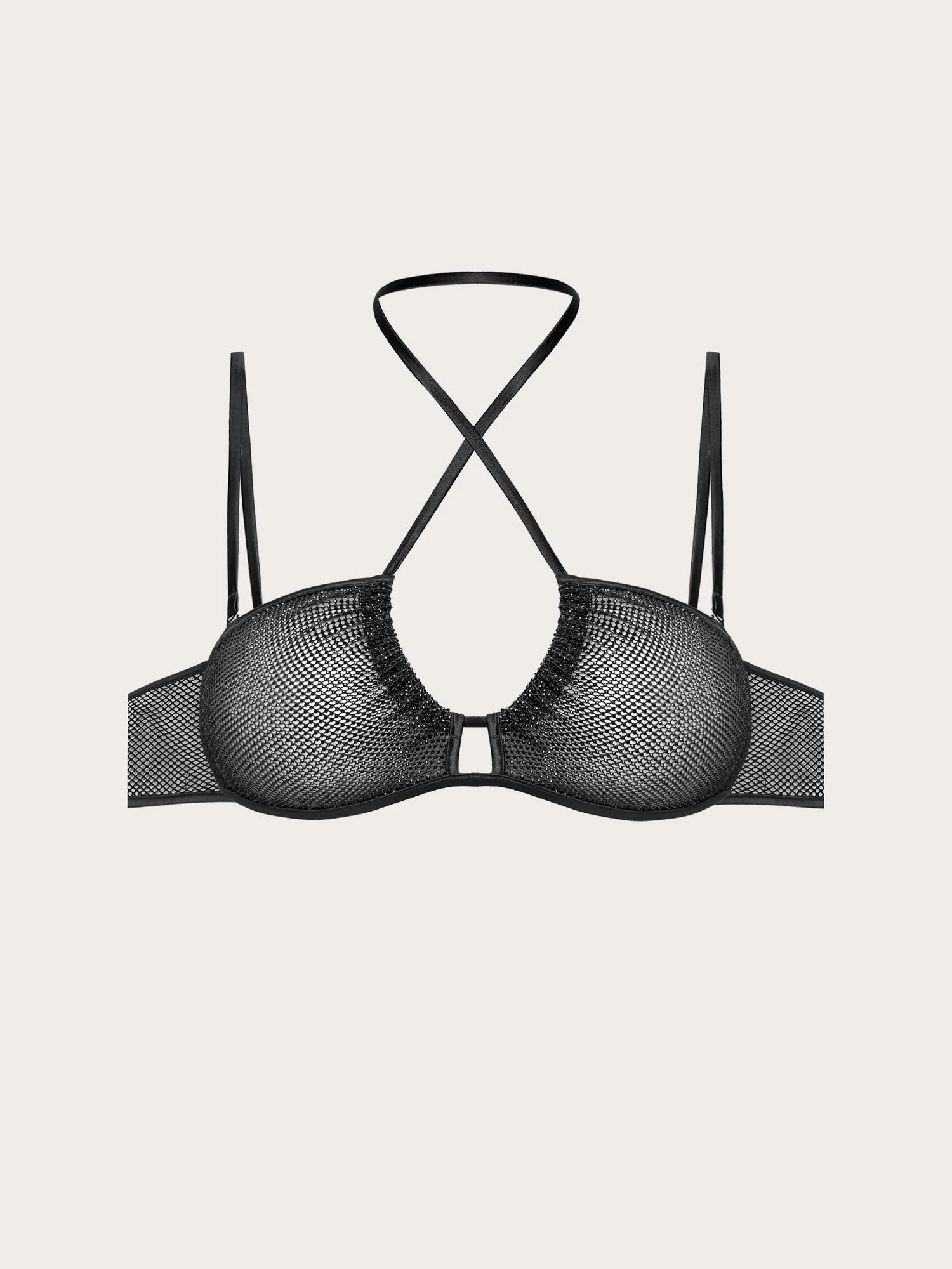 Yamamay_Black_Black Rhinestone Jeweled Triangle Bra with Removable Straps - Priv� Lexi_ITRD184001_072_05