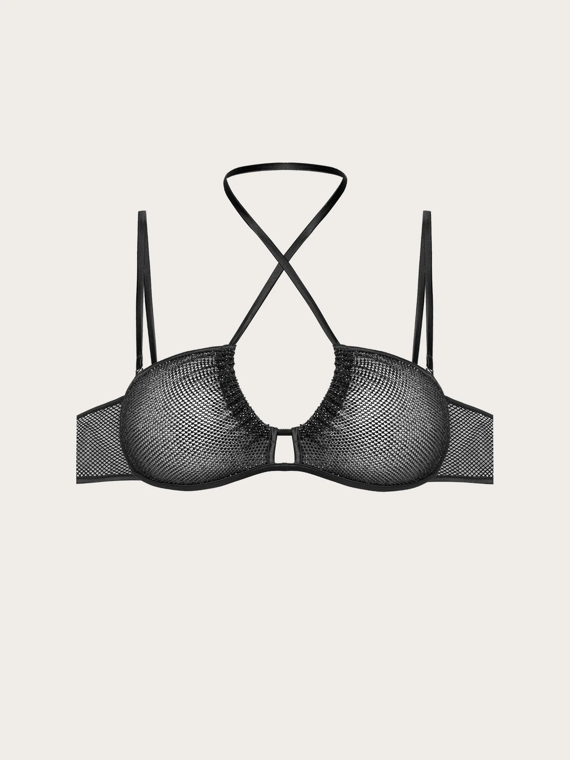 Yamamay_Black_Black Rhinestone Jeweled Triangle Bra with Removable Straps - Priv� Lexi_ITRD184001_072_05