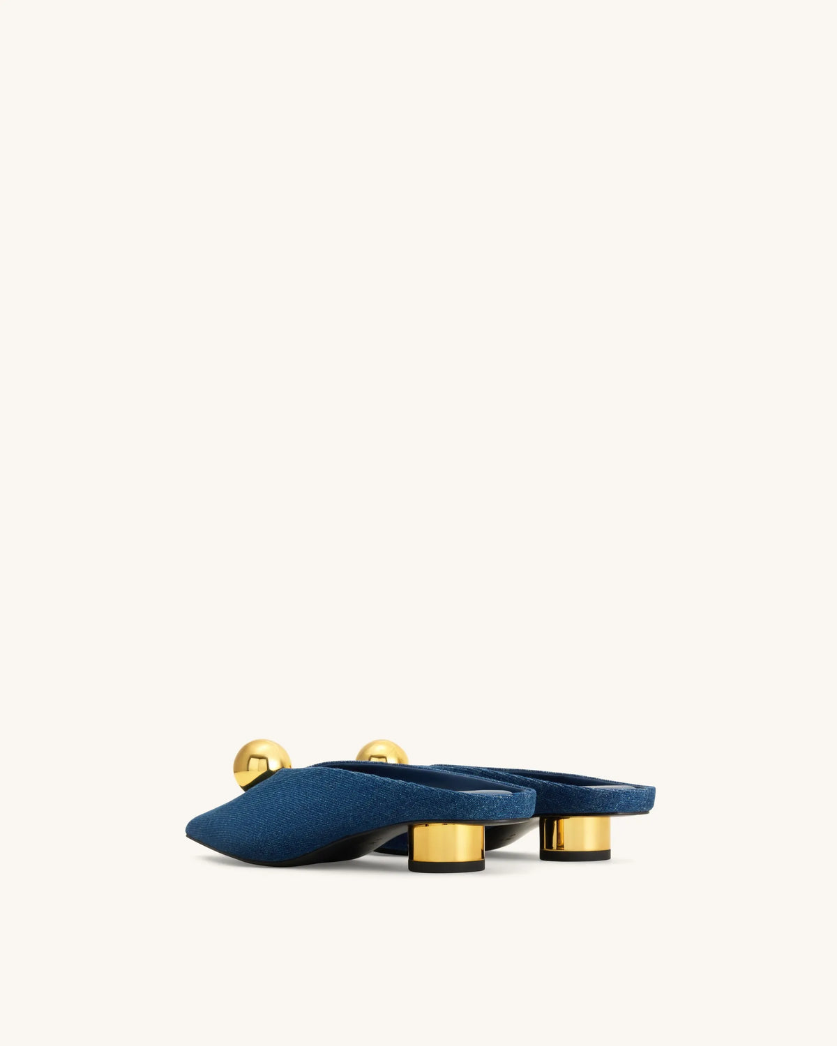 JW Pei Denim Blue Women Helena Gold Sphere Pointed Toe Mules SKU: J3120505X003-5_Denim Blue Image 04
