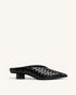 JW Pei Black Women Helena Woven Textured Pointed Toe Mules SKU: J3120505X006-1_Black Image 01