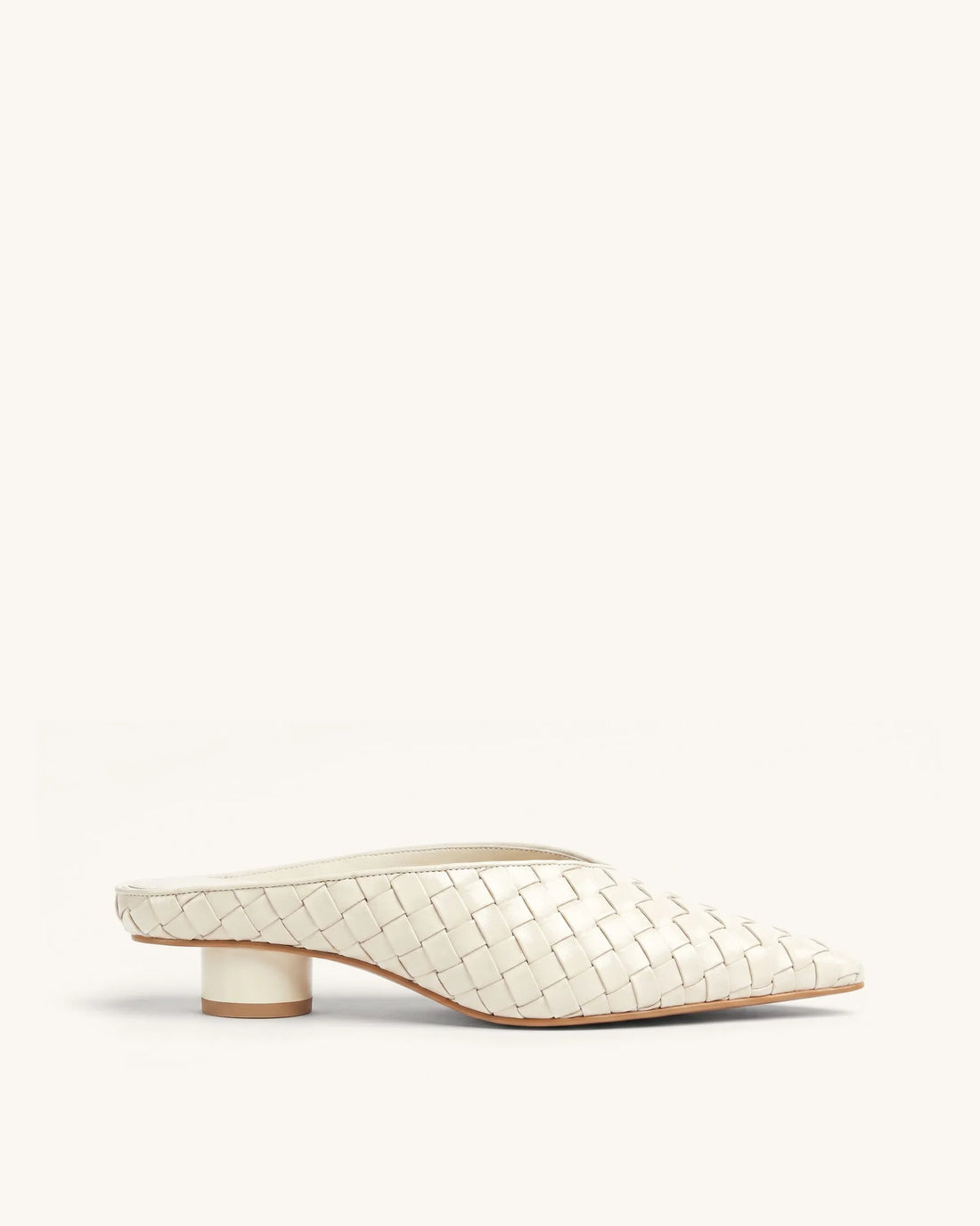 JW Pei Beige Women Helena Woven Textured Pointed Toe Mules SKU: J3120505X006-2_Beige Image 01