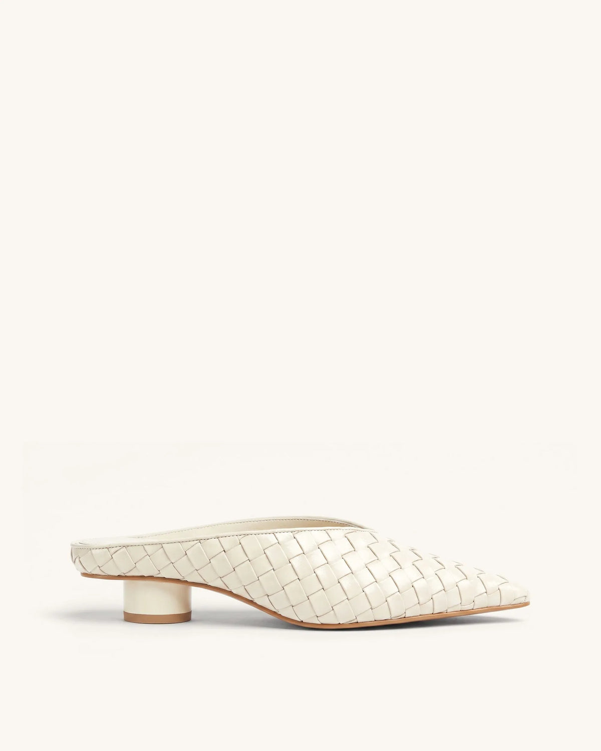 JW Pei Beige Women Helena Woven Textured Pointed Toe Mules SKU: J3120505X006-2_Beige Image 01