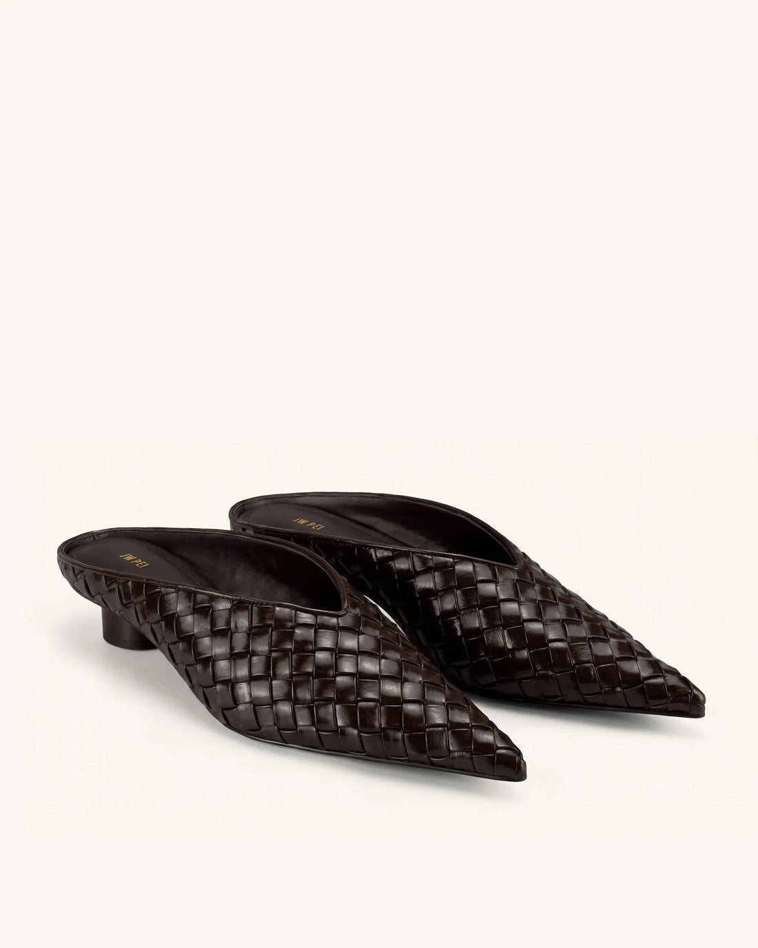 JW Pei Burgundy Women Helena Woven Textured Pointed Toe Mules SKU: J3120505X006-4_Burgundy Image 02
