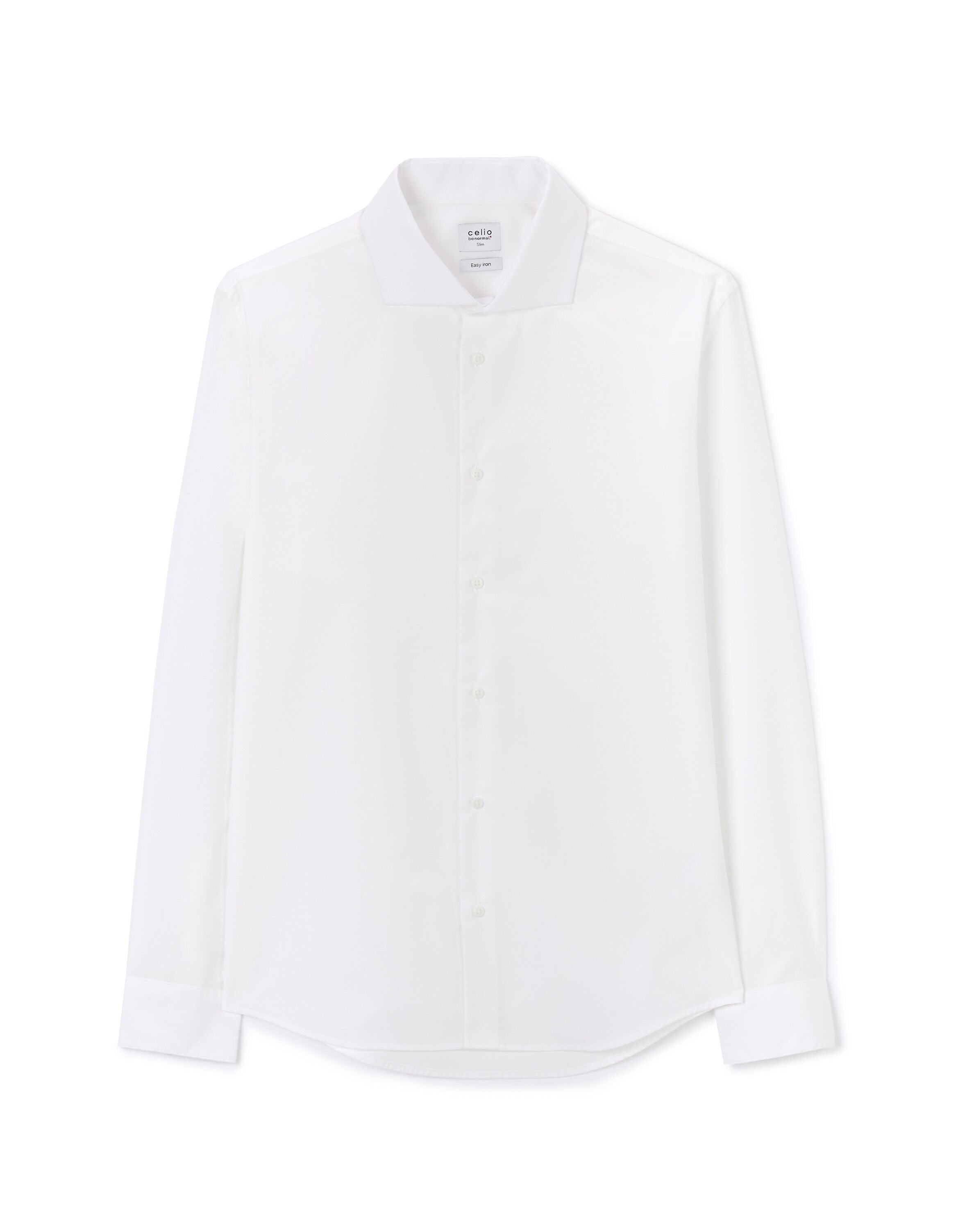 Plain Cotton Slim Shirt - White_01