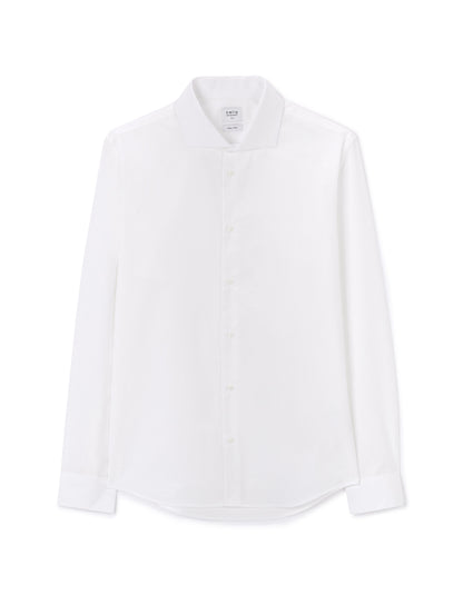 Plain Cotton Slim Shirt - White_01