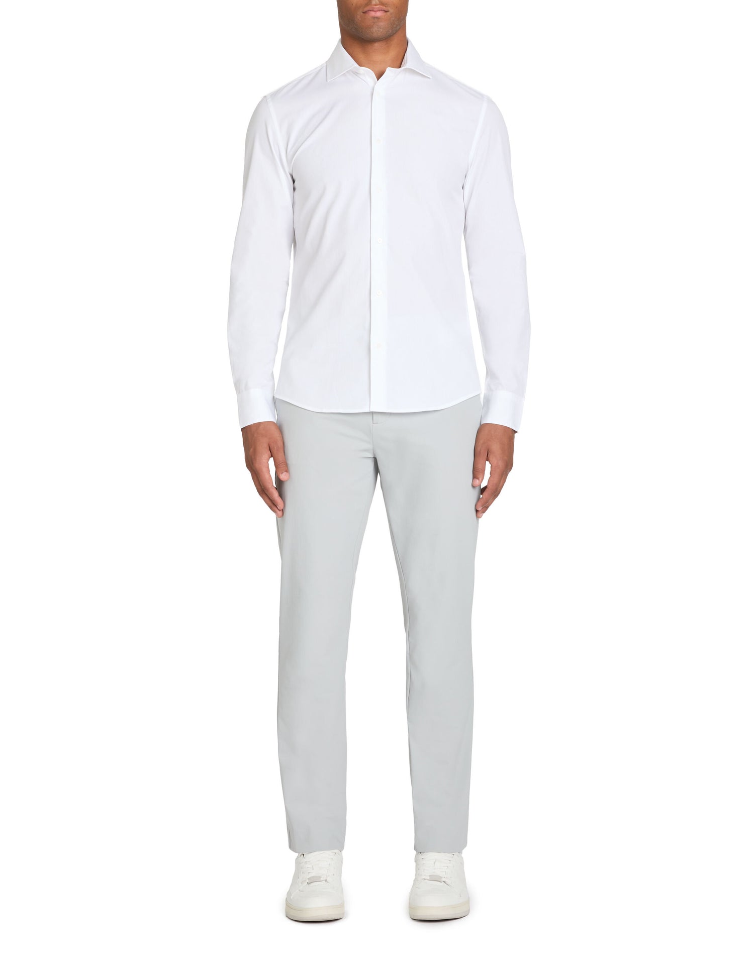 Plain Cotton Slim Shirt - White_03