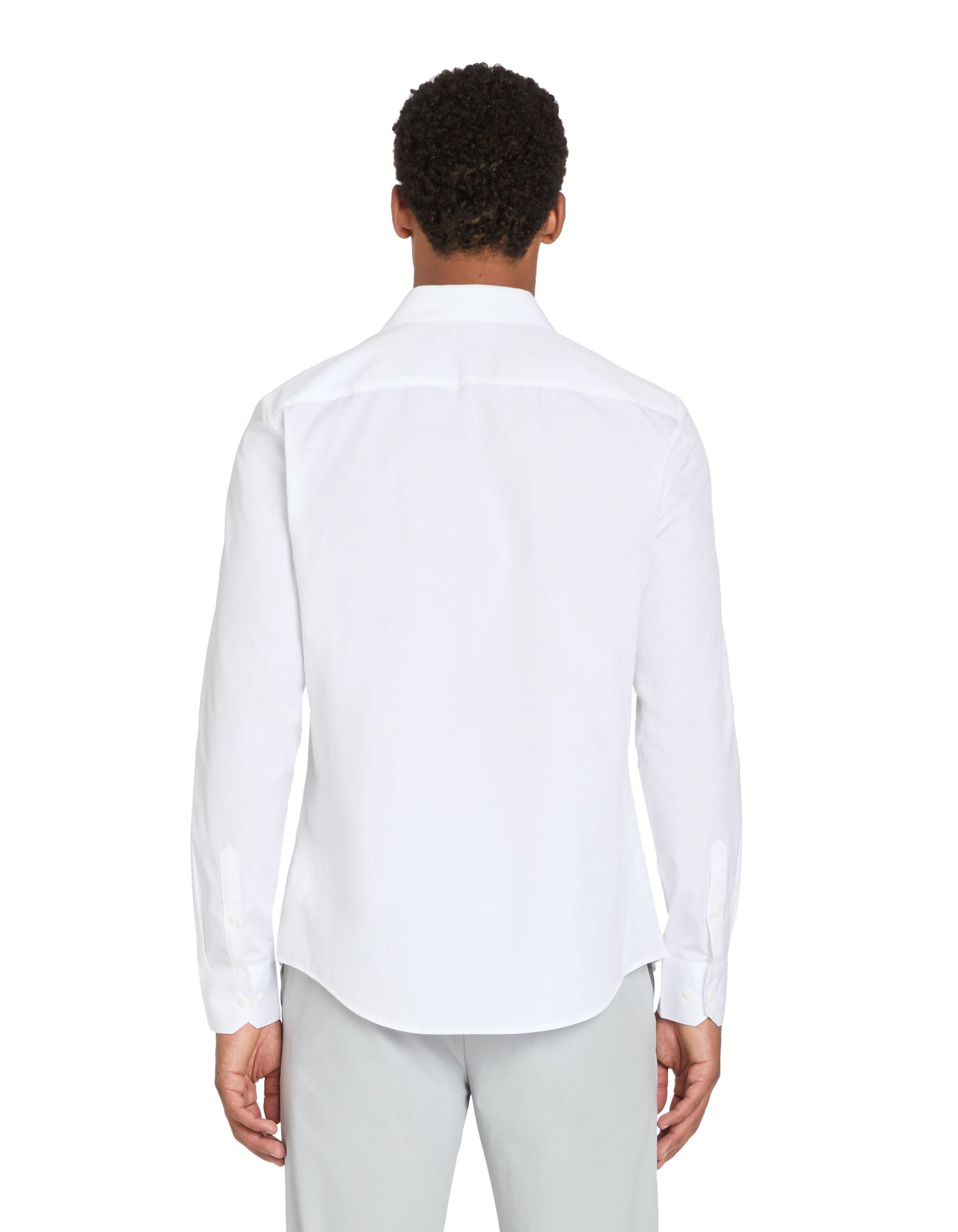 Plain Cotton Slim Shirt - White_04