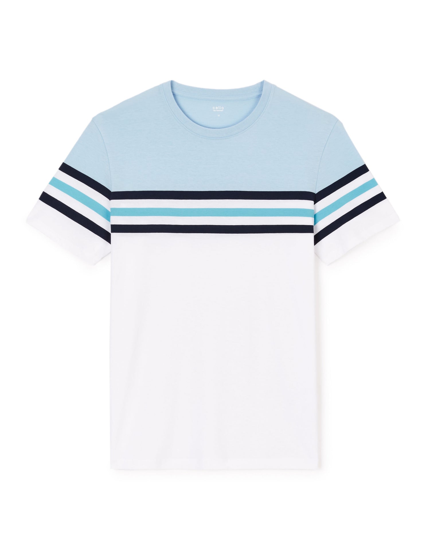 100% Cotton Straight Crew Neck T-Shirt - Light Blue_01