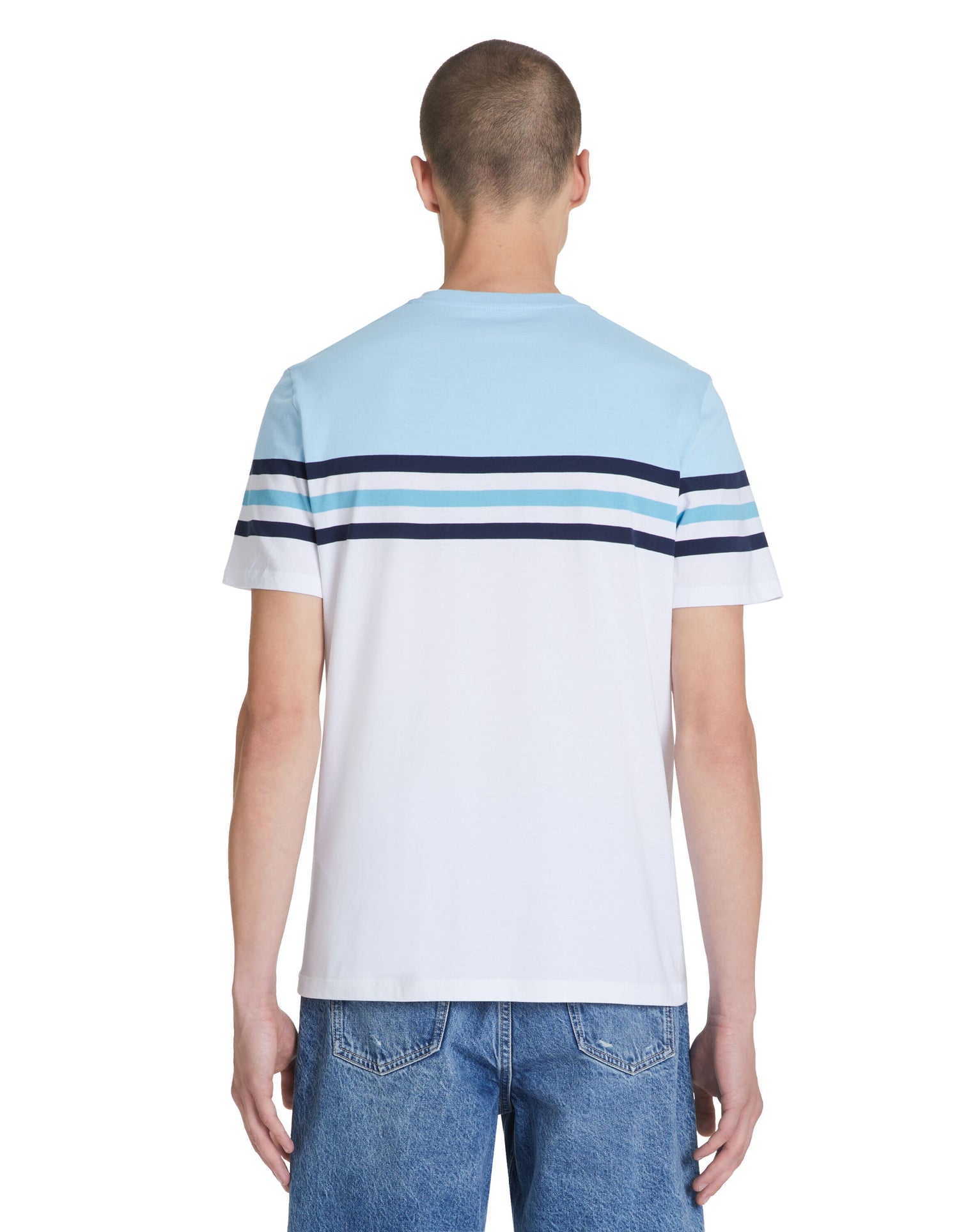 100% Cotton Straight Crew Neck T-Shirt - Light Blue_04