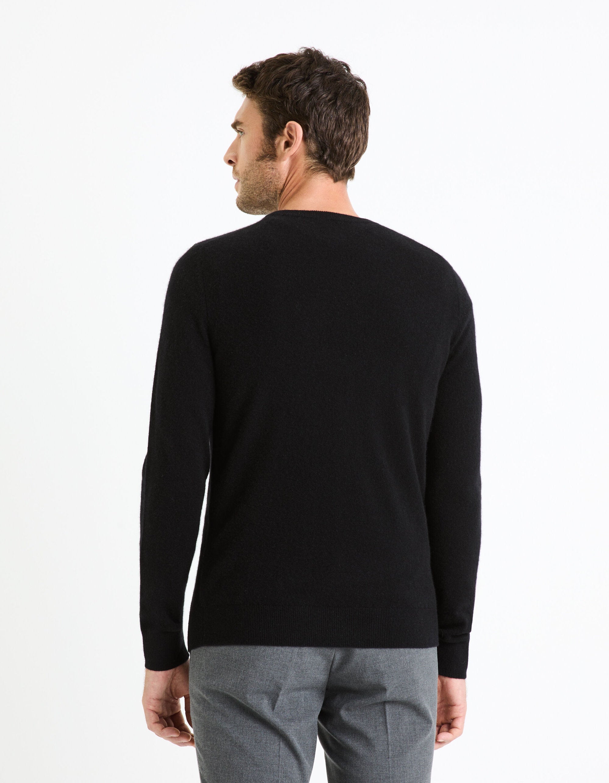 100% Cashmere Crew Neck Sweater - Black_04