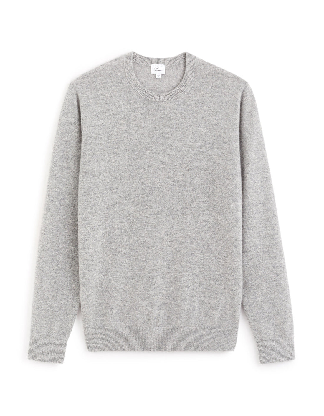 100% Cashmere Round Neck Sweater - Heather Gray_01