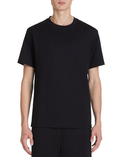 Cotton Blend Boxy Crew Neck T-Shirt - Black_02